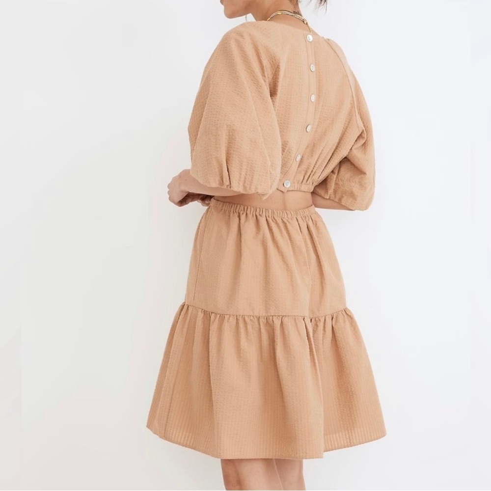 Madewell NWT Seersucker Puff Sleeve Cut Out Mini Dress XXL - Picture 3 of 11